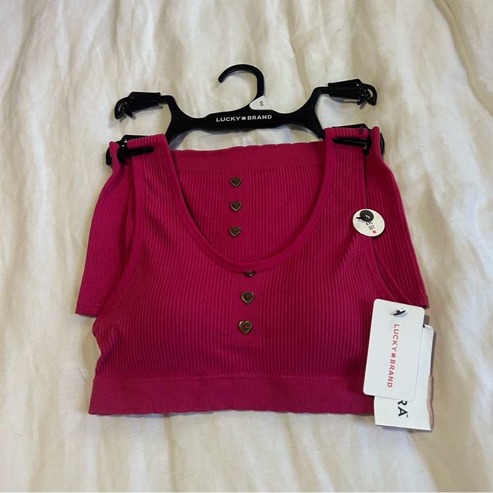 💙 Lucky Brand Pink Ribbed Women's Underwear Set